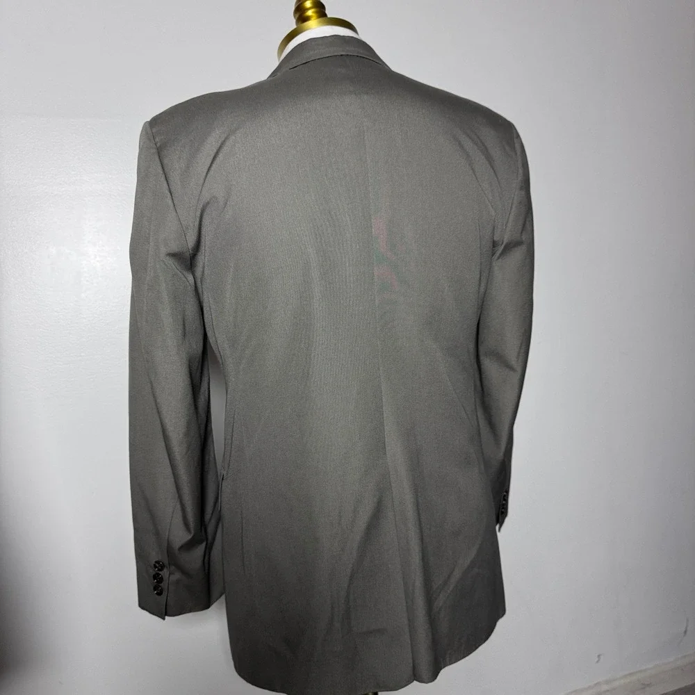Brooks Brothers Suit Mens 40R W34 Olive Green Solid Cotton Vintage USA